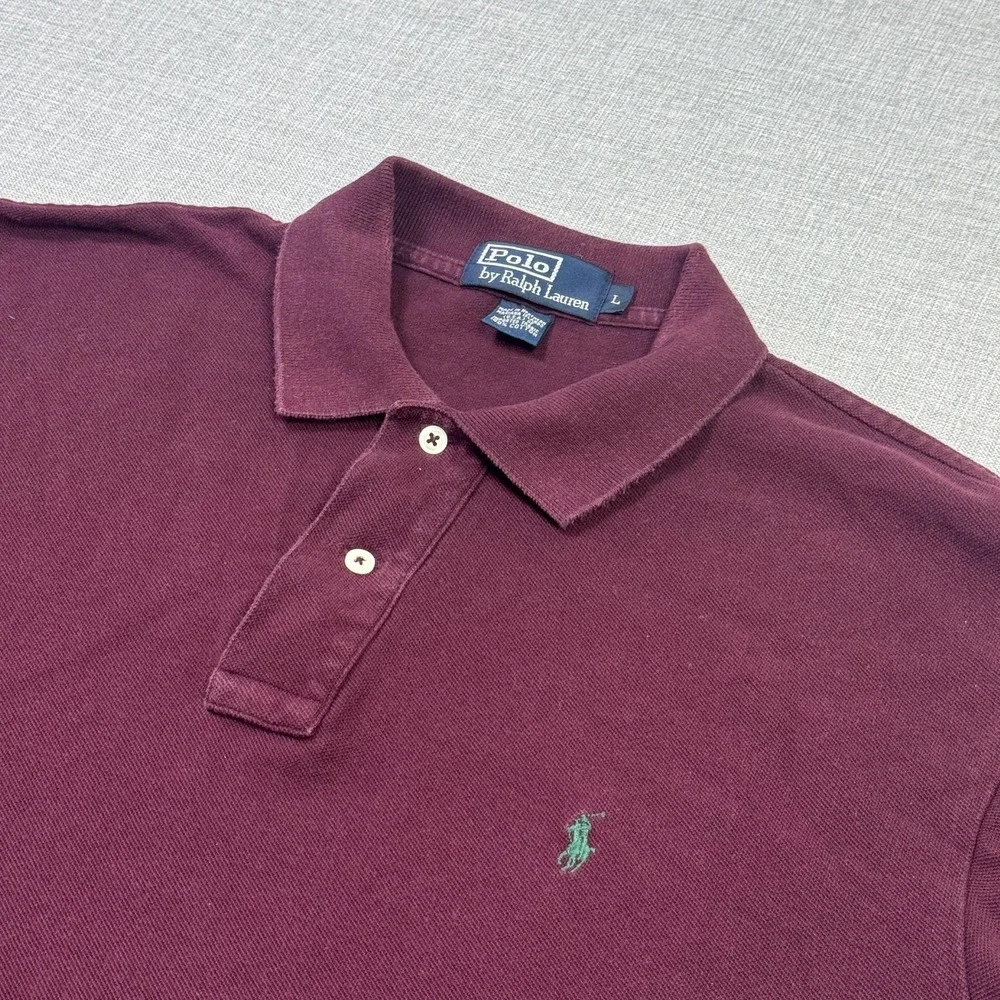 Polo By Ralph Lauren Polo Shirt Mens Large Burgundy Cotton Classic Embroidered